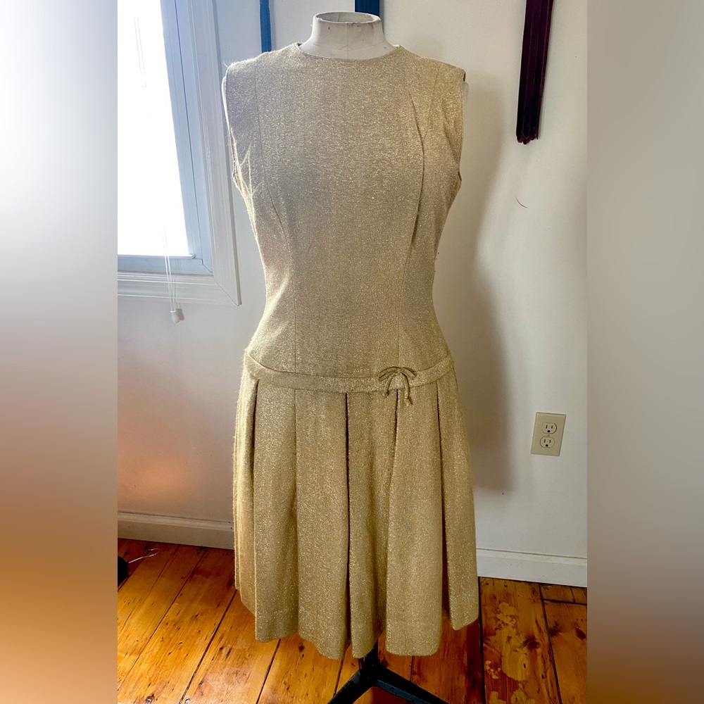 Vintage gold sparkle 20s 30s flapper style dress S-M